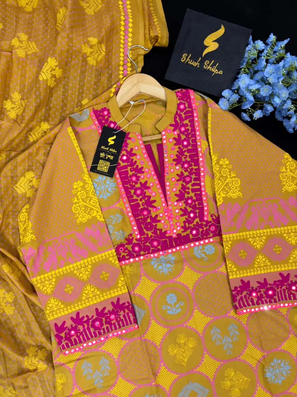 Basanti Pure Cotton Embroidered Three Piece