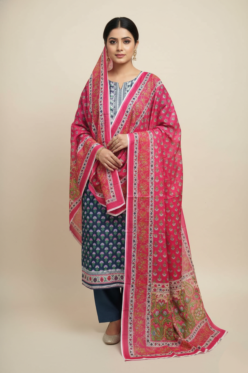 Elegant Unstitched Lawn Cotton 3-piece Set