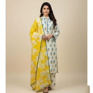 Unstitched Lawn Cotton 3-Piece Dress Set