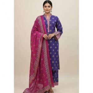 Unstitched Lawn Cotton 3-Piece Dress Set