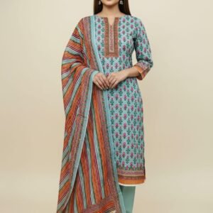 Unstitched Lawn Cotton 3-Piece Dress Set
