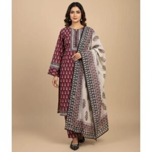 Unstitched Lawn Cotton 3-Piece Dress Set