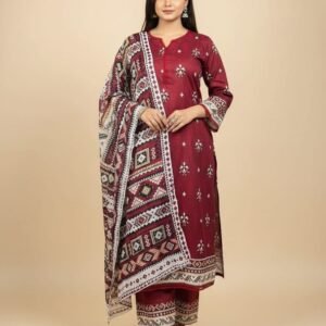 Unstitched Lawn Cotton 3-Piece Dress Set