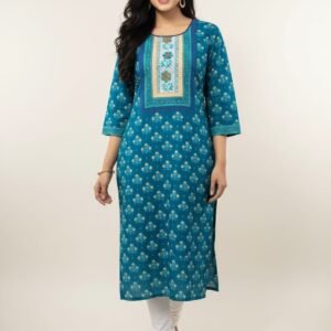 Stitched Designer Cotton Kamij with Embroidery & Lace
