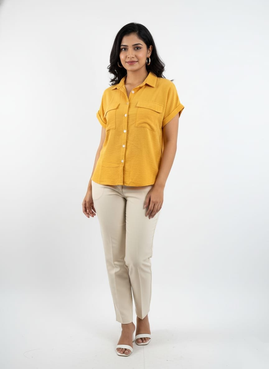 Classic Soft Crepe Cheese Cotton Long Shirt
