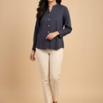 Elegant Patterned Longline Shirt Top