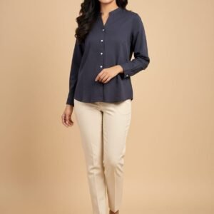 Elegant Patterned Longline Shirt Top