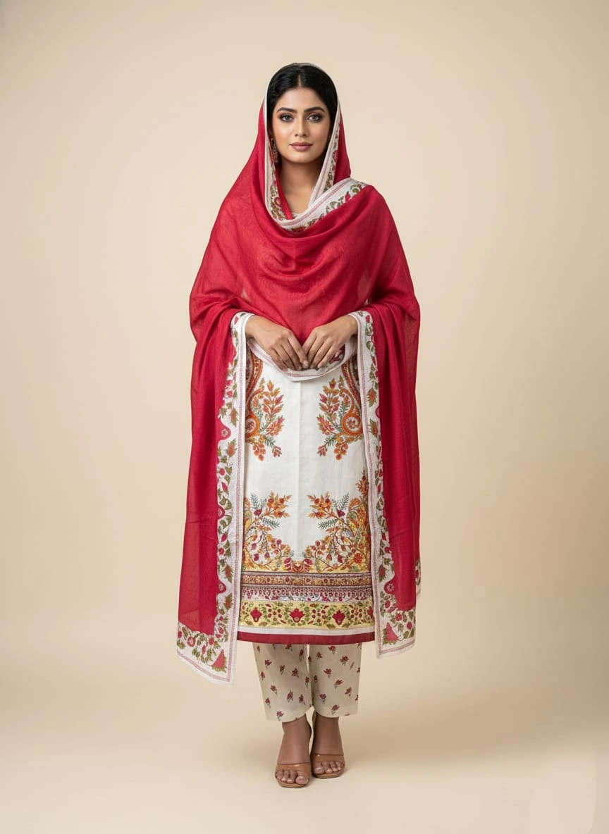 Coco Inspired Digital Print Unstitched 3pc Set