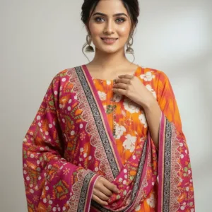 আনস্টিচড লন কটন থ্রি পিস