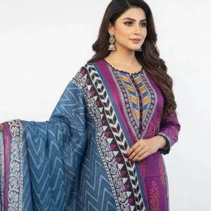 Elegant Unstitched Lawn Cotton Three Piece Set